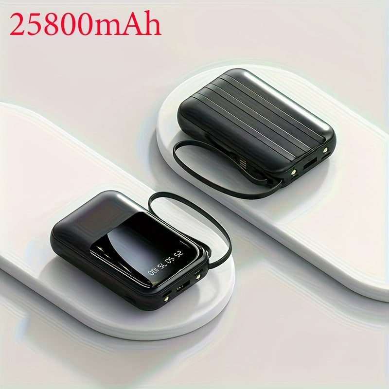 1個，25800/60000mAh大容量移動電源，內建4條線，適用於多種裝置，強力應急LED燈，智慧LED顯示屏，可同時為5臺裝置充電，適合旅行和露營