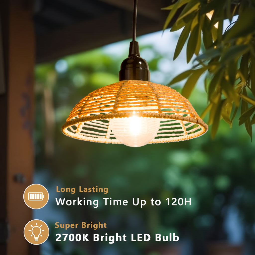 3-Piece Battery Operated Gazebo Pendant Light, Bohemian Handwoven Pendant Lamp, Indoor Lantern Powered by 4 AA Batteries with Timer, Gift and Decoration for Patio, Garden, Living Room, Bedroom