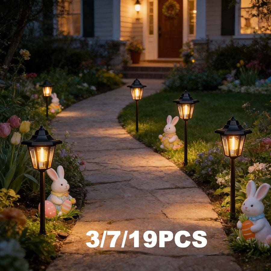 3/7/19-Piece Black Minimalist Theme IP65 Pathway Fence Light, Solar Advanced Hexagonal Fence Light Solar Outdoor Lawn Light, Suitable for Garden Post, Courtyard, Backyard Decoration, Valentine's Day Easter Gift
