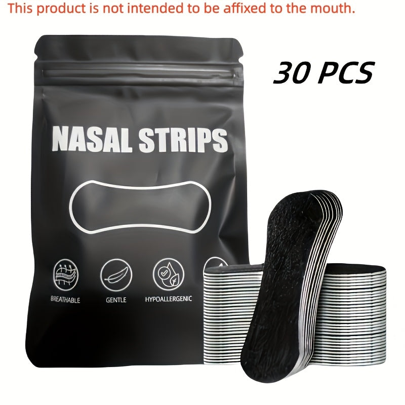 60pcs/30pcs 黑色胶布鼻贴 - 高级止咳鼻贴，额外持久，睡眠质量和呼吸更好，低过敏性鼻塞缓解，无药物，易于应用和移除，鼻贴缓解鼻塞 100pcs