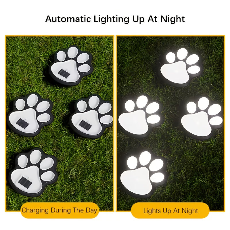 Outdoor Ground Light Designed for Pet Lovers: IPX4 Waterproof, 16-Piece Solar LED Dog Paw Print Light Set, Automatic On/Off Function, Perfect for Garden, Walkway, Indoor Decoration and Four Seasons Home Decoration Gift