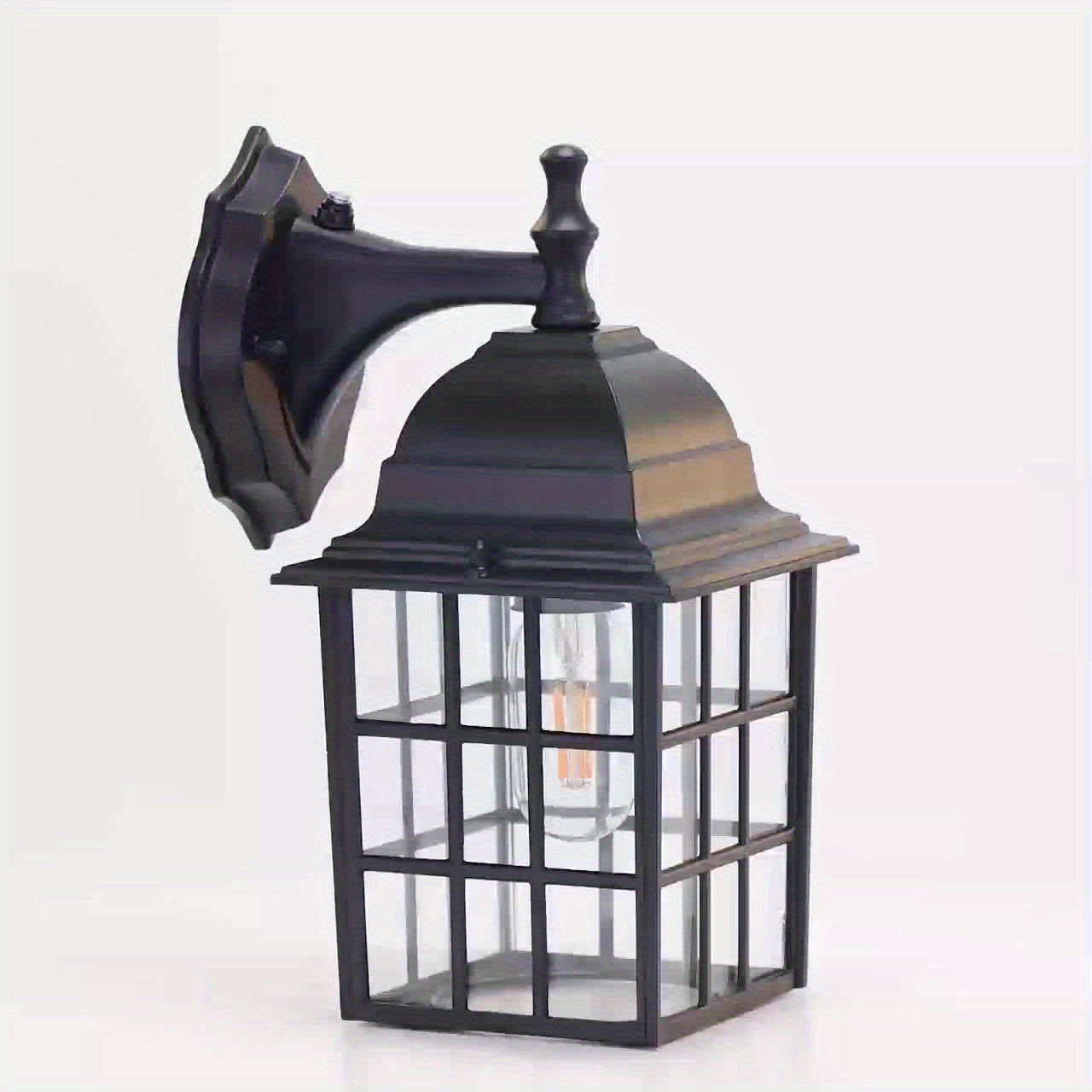One-Piece Dusk to Dawn Sensor Light Fixture Outdoor Wall Light Wall Mount Modern Matte Black Front Porch Light with Clear Glass (Bulb Not Included)
