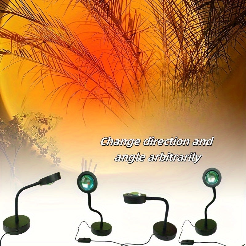 Sunset projection lamp photo ambiance light, metal flexible hose sunset red table lamp, room atmosphere night light