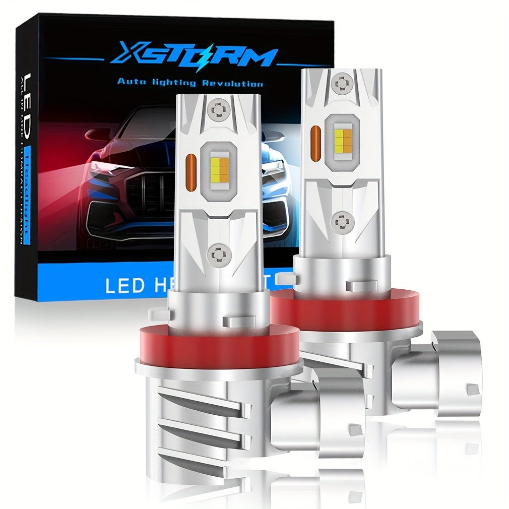 2Pcs H11 Super Bright Headlights H11 9005 9006 LED Car Lights High/Low Beam Yellow Light + White Light Plug-and-Play
