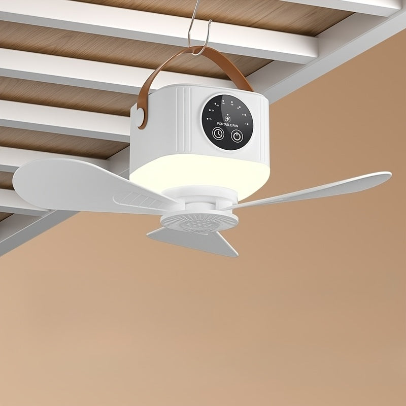 Portable Hanging Air Circulation Fan, USB Rechargeable Quiet Fan, 4 Speed Levels, 3 Night Light Modes, Hanging Wall Mount Desktop Placement Available, with Mosquito Repellent Strip
