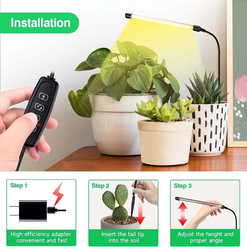 USB Powered 6000K Full Spectrum Indoor Plant Grow Light - For Seeds, Succulents & Small Pots, Auto Timer & Dimmable Indoor Plant Growing Lamp