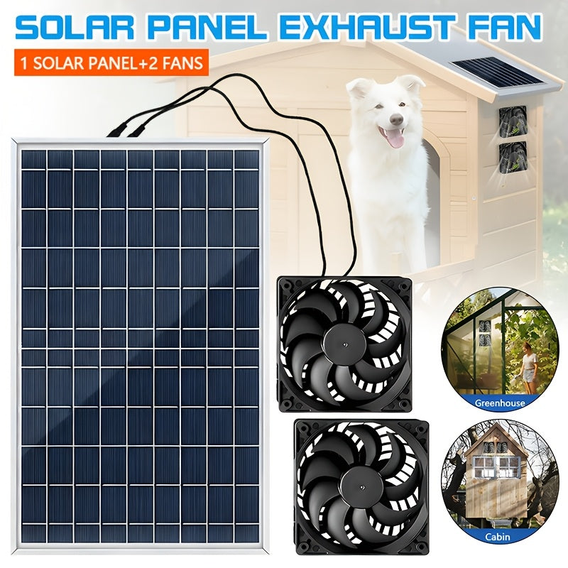 10W Solar Exhaust Fan Set, Dual Fan Design, Detachable Solar Panel, Battery-Free Operation, Low Noise Bidirectional Ventilation System, Ideal for RV, Chicken Coop, Greenhouse, Shed, Pet House, Window Ventilation and Cooling