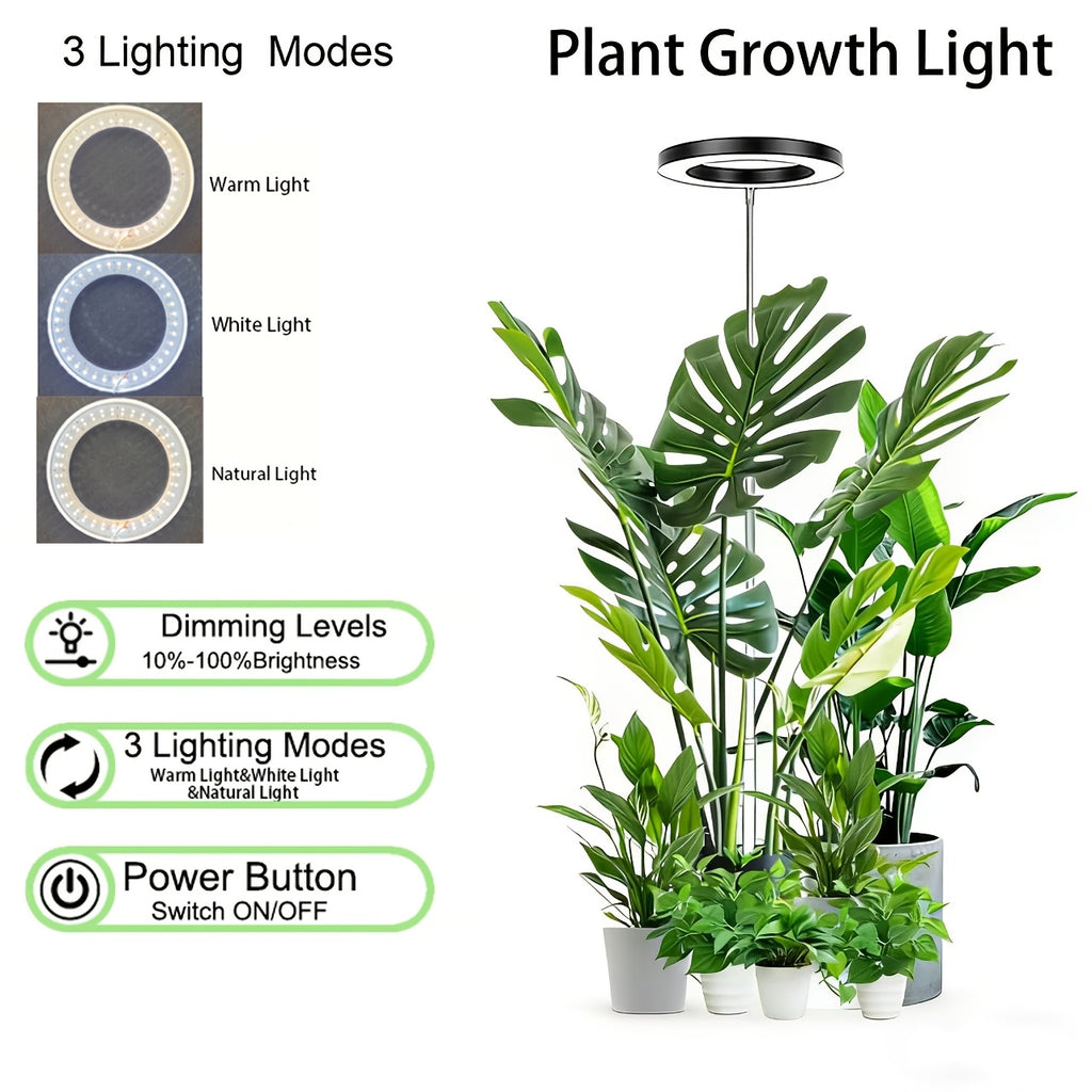 Large Head LED Grow Light, 15.5cm/6.1inch Diameter, USB Powered, Dual Color Temperature, Multi-Light Mode & Brightness Adjustable, Ideal for Indoor Large Potted Plant Lighting