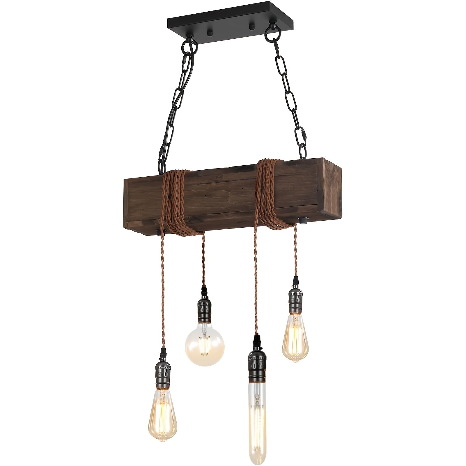 8,6,4-Light Rustic Chandelier for Dining Room, Farmhouse Wood Pendant Light, Height Adjustable, Rectangular Pendant Light for Kitchen Island, Dining Room, Bar, Pool Table, Cabin