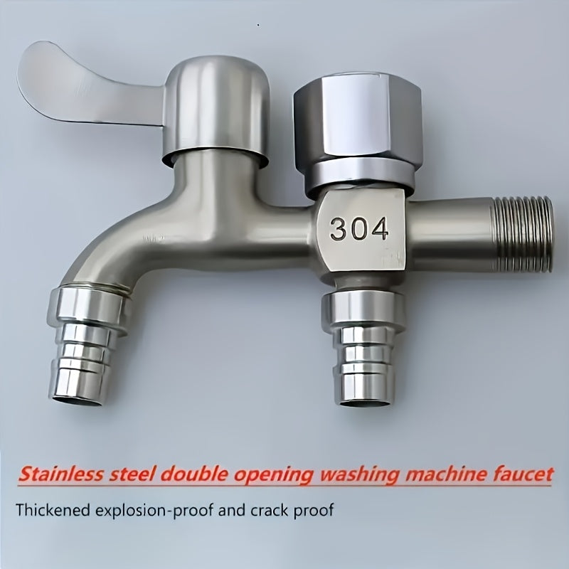 1pc 304 Stainless Steel Single-Outlet Faucet - Multi-Function Washing Machine Tap, for Connecting Washing Machine, Bathroom Extension, Bathroom Hardware