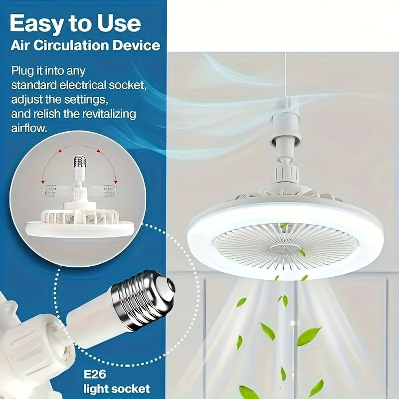 LED Ceiling Fan Light with Remote Control, E26 Screw Base Easy Installation, Adjustable Wind Speed LED Brightness & Color Temperature, Timing Night Light Function, Ideal for Bedroom, Garage, Kitchen and Small Spaces