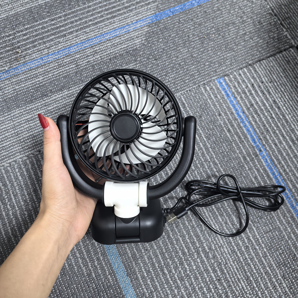Foldable Cooling Fan with Electronic Interface, Dual-Use Cooling Device Compatible with Laptop and Desktop Computer