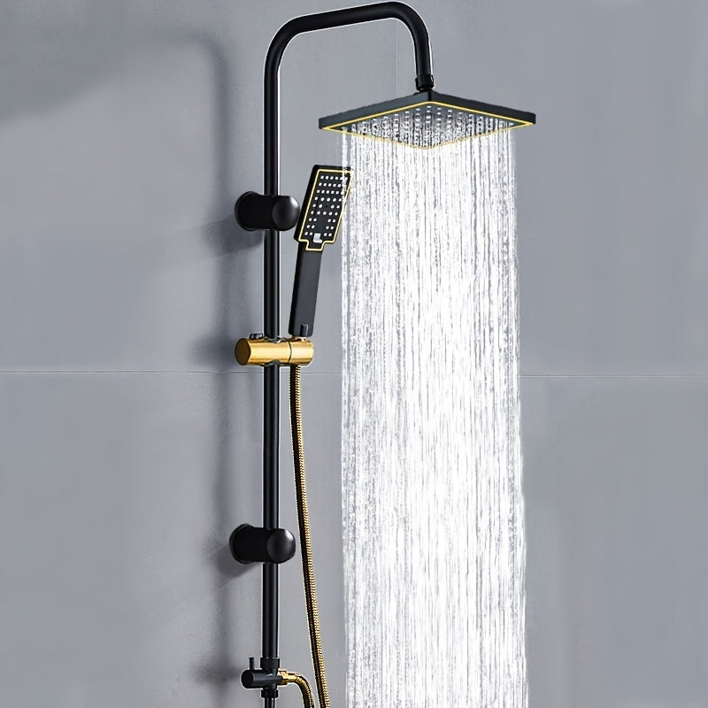 Premium Shower System - 8.0" Overhead Rain Shower Head & Handheld Shower with Height-Adjustable Slide Bar, Sturdy Rail & 60.0" Hose, 3 Shower Functions, Non-Wi-Fi