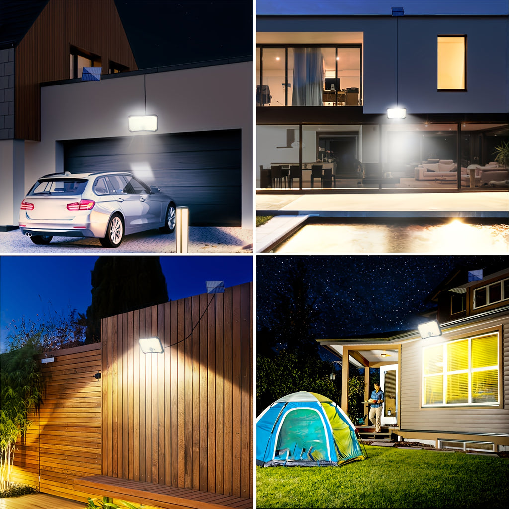 200 LED Solar Split-Type Light with Remote Control and Sensor IP65 Outdoor Landscape Light Separate Panel Security Floodlight for Garden Courtyard - 2 Pack