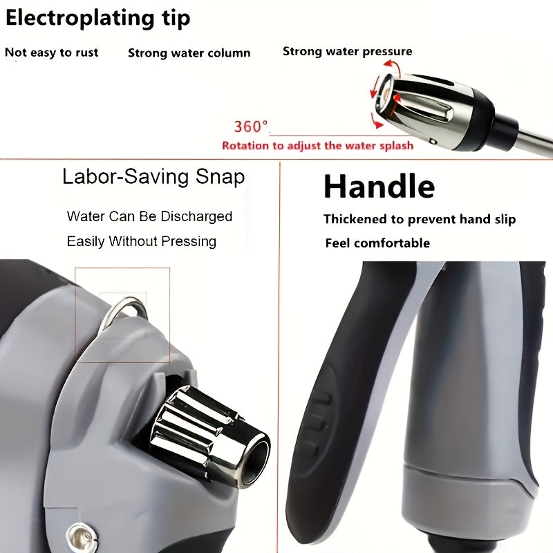 1 Portable High Pressure Car Wash Spray Gun - Durable Plastic 3/4" & 1/2" Quick Connect Adapter Multifunctional Garden Hose Nozzle with Adjustable Function, Christmas & Halloween Gift for Car, Home and Garden