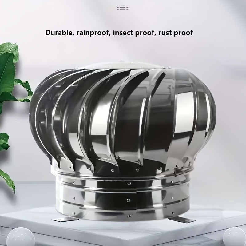10.16cm-50.8cm Non-Electric Roof Ventilator, Heavy-Duty 201 Stainless Steel Wind Turbine Fan, Ventilation & Cooling for Factories, Farms & Homes, Power-Free Exhaust Fan for Industrial Facilities
