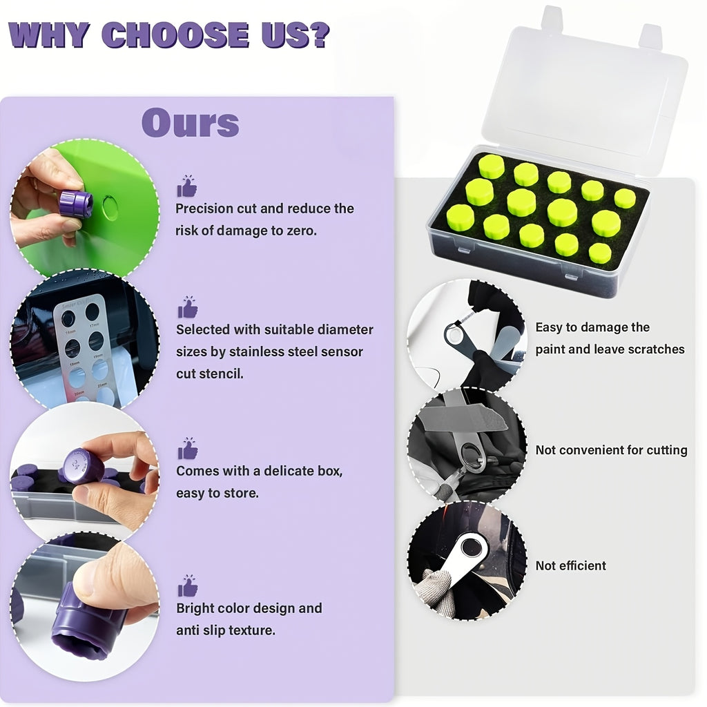 Vinyl Wrap Install Accessories, 16-22mm Sensor Hole Cutter Set, Car Radar Hole Cutting Tool, for Cutting Radar Sensor Holes in Tint Film & PPF