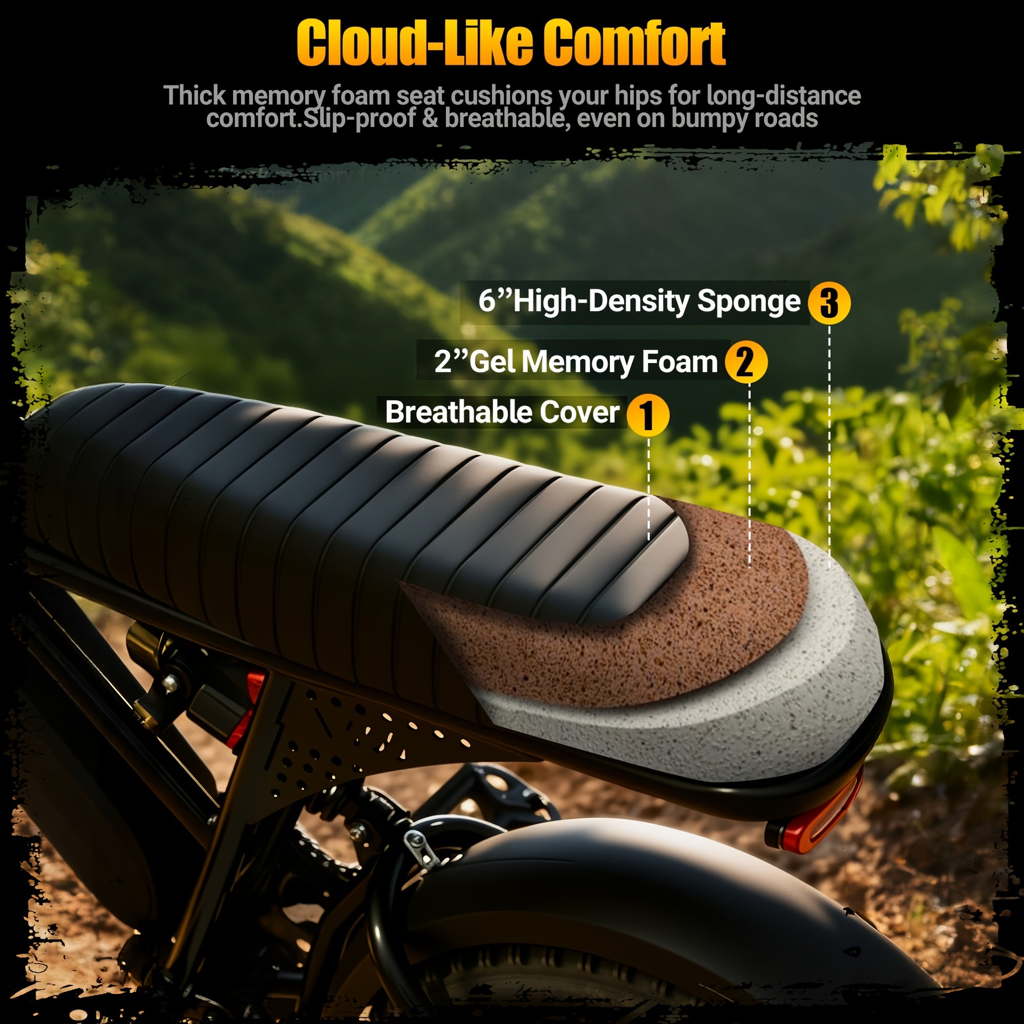 ESKUTE V100 成人电动自行车 | 749W 额定功率电机，27.9MPH 最高速度，最大行驶距离达 60 英里，16 英寸大轮，48V 13Ah 电池，7 速，全地形双悬挂，都市风格