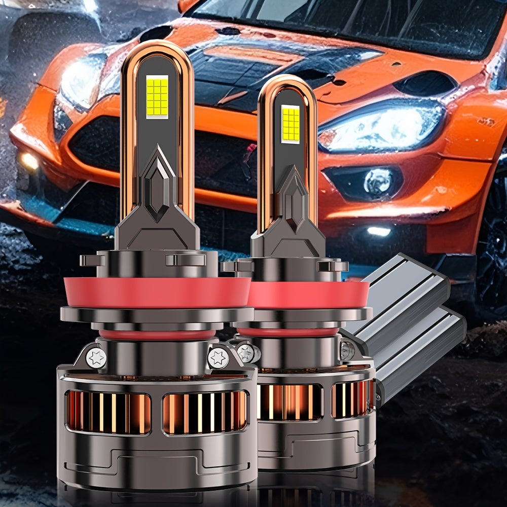 2pcs 58400 Lumens CANBUS Car LED Headlight Bulbs, 7500K Pure White Light, Compatible with H16/H11/H9/H8 9005/HB3 9006/HB4 9012/HIR2 Sockets, No Decoding Needed, 9570 CSP Chip, Easy Installation