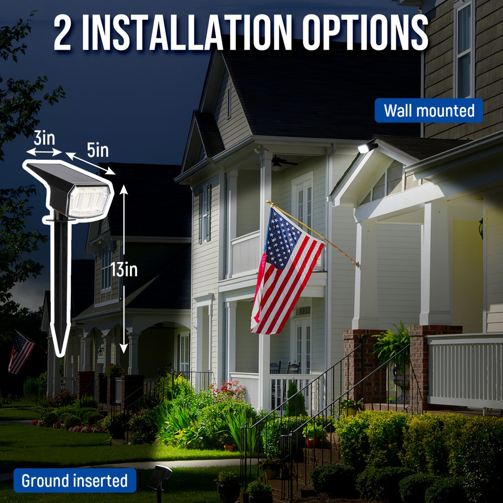 4/6-pack outdoor solar spotlight, IP65 protection rating, 63 LED beads, 3 lighting modes, total brightness 780 lumens, suitable for courtyards, gardens, houses, garages and pathway lighting