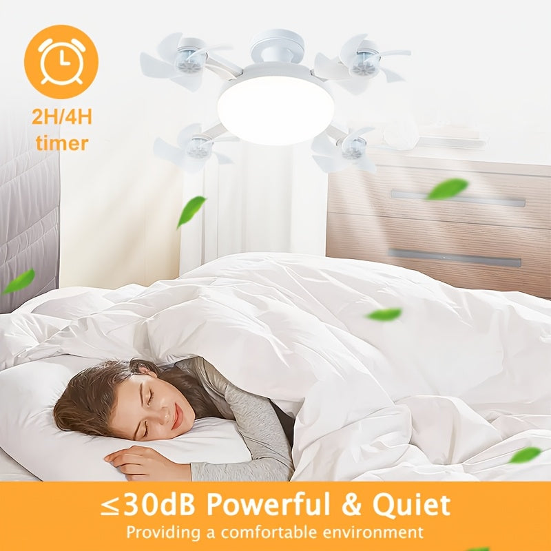 Drone Shaped Ceiling Fan with Light, LED Bulb with Remote Control, Dimmable Brightness, 3 Speed Levels, E26 Lamp Base, Quiet Operation, Lightweight & Easy Installation