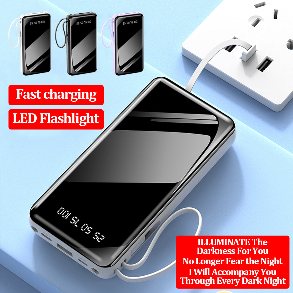 40000mAh/ 50000mAh 電力銀行便攜式充電器 2.1A 快速充電外部電池包電力銀行帶有電纜 LED 燈兼容智能手機，適用於 for iphone、 for iPad、 for Samsung 和市場上大多數智能裝置