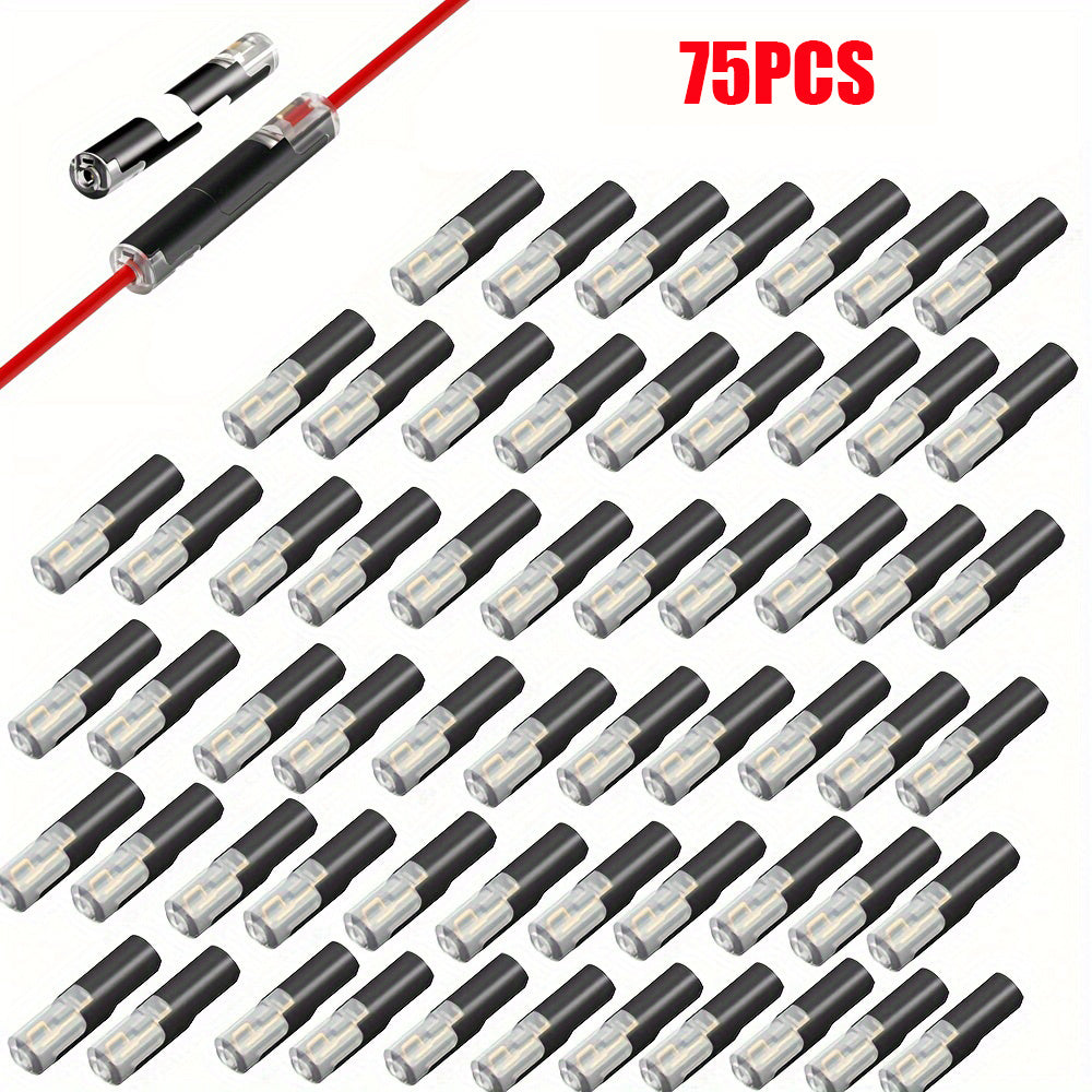 Black Terminals, 15/30/75PCS Pluggable Universal Quick Splice Connectors, Solderless & Stripless Quick Terminal Connection