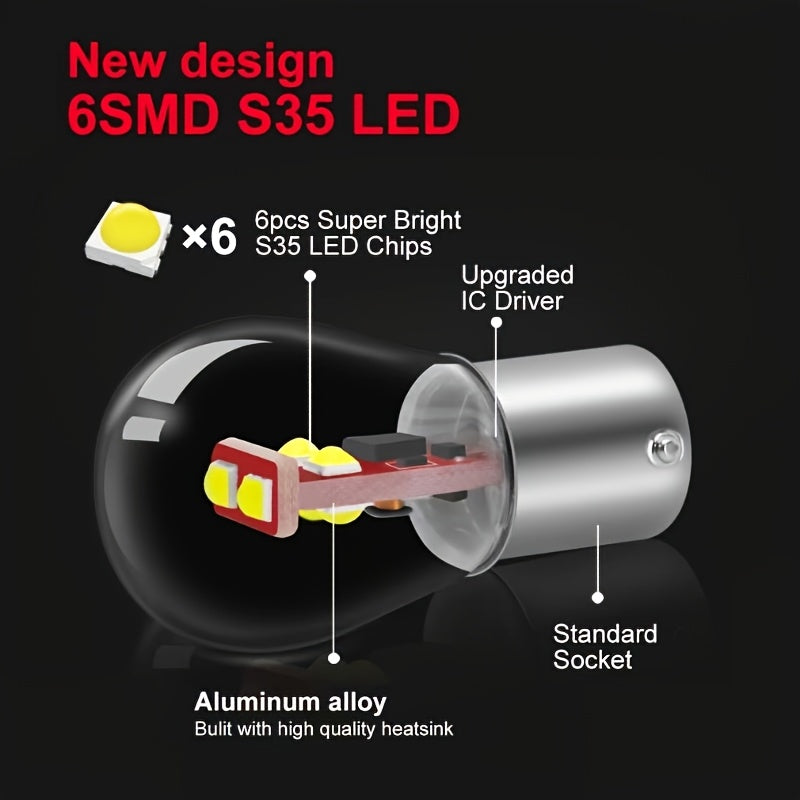 Vehicle LED Headlight Set (2 Pieces), Includes Turn Signal Lights, Brake Lights and Various Bulb Types such as 1156, 1157, BA15S, BAU15S, BA15D and BAY15D. These P21/5W LED High Beams are Compatible with Cars and Trucks