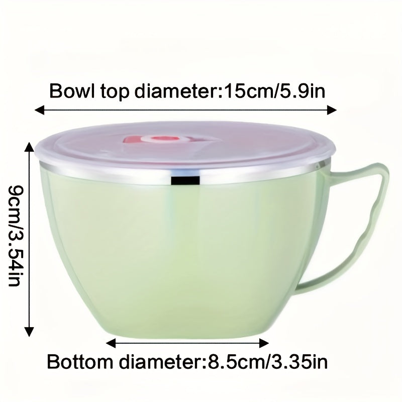 Stainless Steel Insulated Noodle Bowl with Lid – Double-Layer Leak-Proof Design, Perfect for Hot Meals, Instant Noodles &amp; Takeout Food – Durable &amp; Easy to Clean – Ideal Choice for Home, Office, School Lunch Box, Travel Food Container