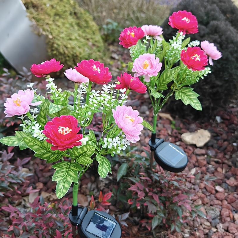 One-Piece 7-Head Solar Snow Lotus Flower Light Outdoor Courtyard Decoration 42 LED Artificial Flower Light Valentine's Gift Lawn Light Suitable for Outdoor Courtyard Garden Lawn Courtyard Fence Driveway Pathway Decoration