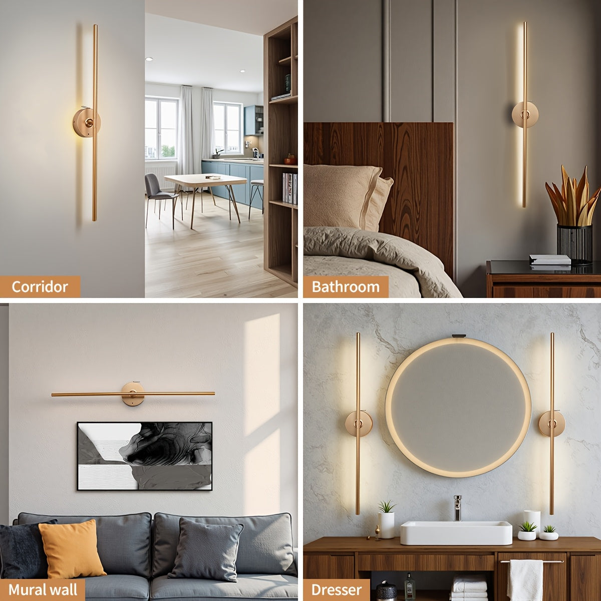 No-Disassembly Wall Light / 360° Rotating Wireless Wall Light, Powered by Removable Rechargeable Battery: 3000K-6000K Multi-Level Brightness, Touch & Remote Control Wall Light / Mirror Light, with Memory Function and Timer