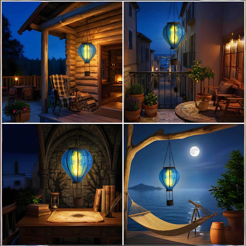 2pcs Hot Air Balloon Solar Light, Creative Flame Effect Hanging Lantern, Suitable for Garden, Courtyard, Porch, Lawn, Festival Celebration, Party, Camping Decoration, Outdoor Ambient Lighting