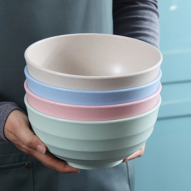 4-Pack Unbreakable Cereal Bowl Set – 24oz PP Plastic Bowls for Soup / Rice / Cereal – Microwave & Dishwasher Safe – Lightweight Tableware – Shatterproof Design for Home, Camping & Gifts (4 Colors)