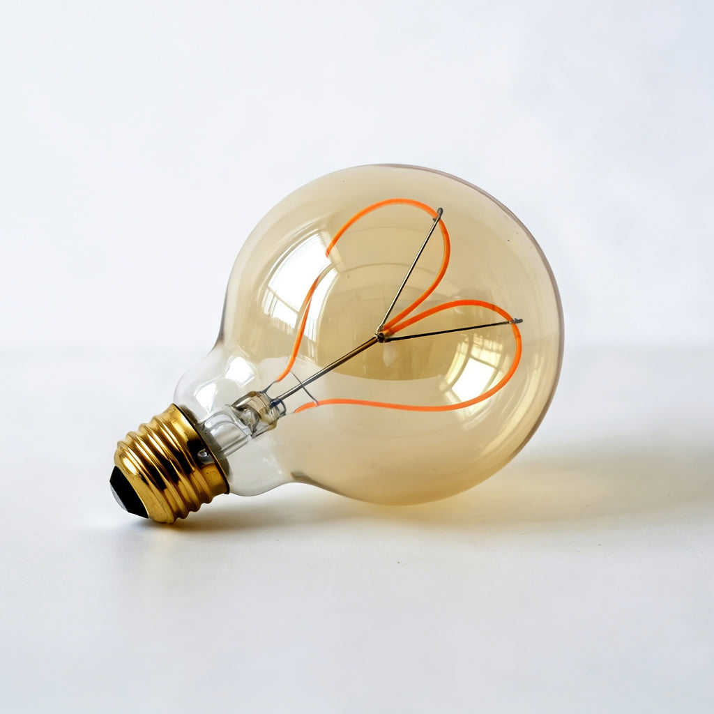 1 piece, Edison bulb LED bulb 120V 4W dimmable 2300 Kelvin super warm yellow light decorative bulb G30 heart-shaped bulb amber glass and clear glass globe bulb
