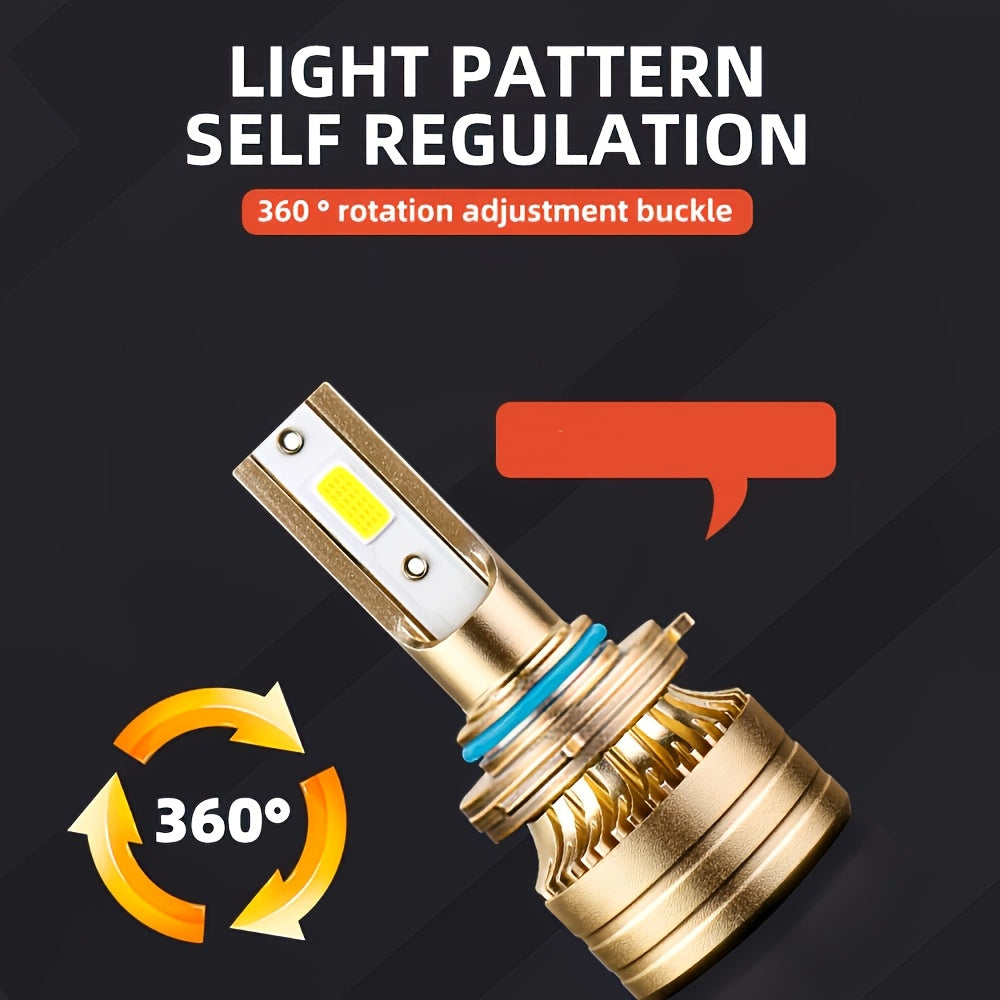 2Pcs Shining Bright Car Headlights 9005/HB3 9006/HB4 H11 H4 H7 H1 High/Low Turbo Light, 30000 Lumens 120W 6000K White Light Bulb 700% Brightness, 500m Illumination Range