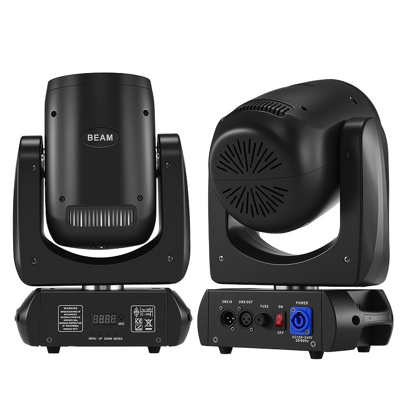160W beam light, black moving head light, moving head light, spotlight, LED stage light - DMX512 control, with 12 colors and 15 gobo patterns, 18-facet prism, voice/sound activation, aluminum alloy housing