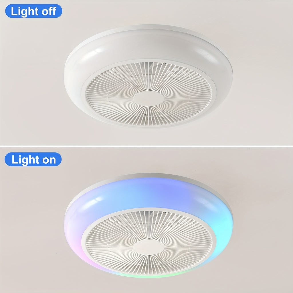 Low Profile Bladeless Ceiling Fan with LED Light Kit, Recessed Mount with Remote Control and Timer Function, 3000K-6000K Adjustable Color Temperature