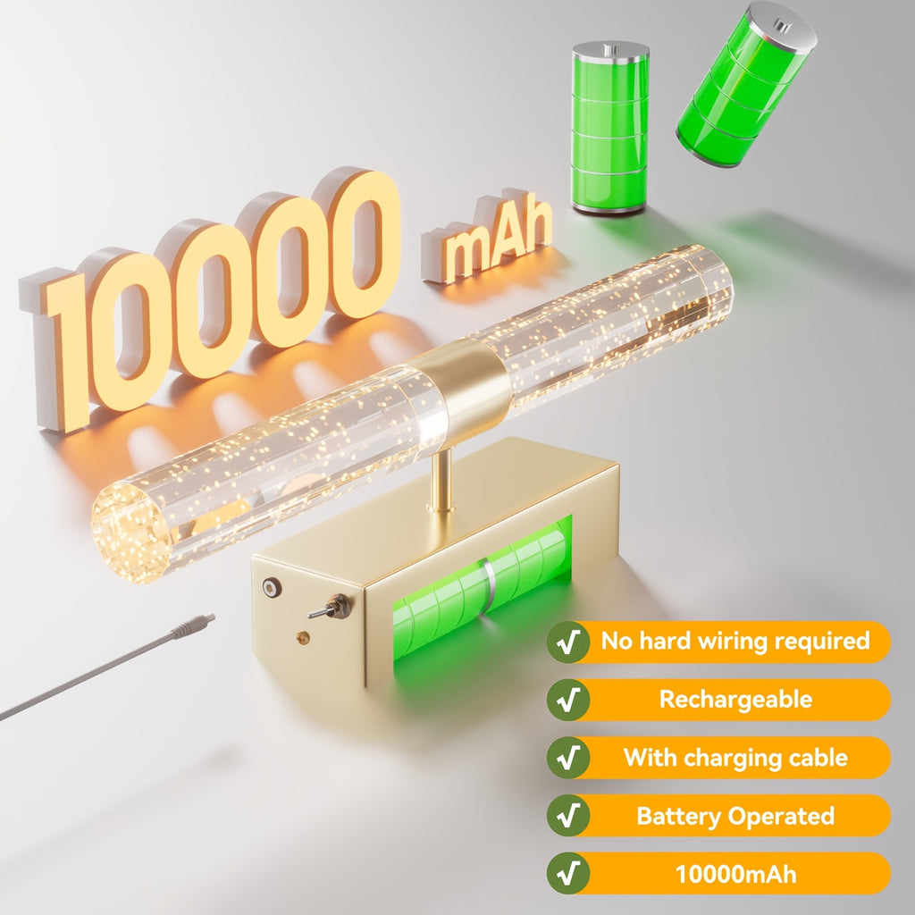 Battery Operated Wall Light 10000mAh Rechargeable Battery Powered Wall Light Indoor Wall Light No Hardwiring Remote Control Wall Light Dimmable Wall Light Accessories Bedroom Living Room (1pc)