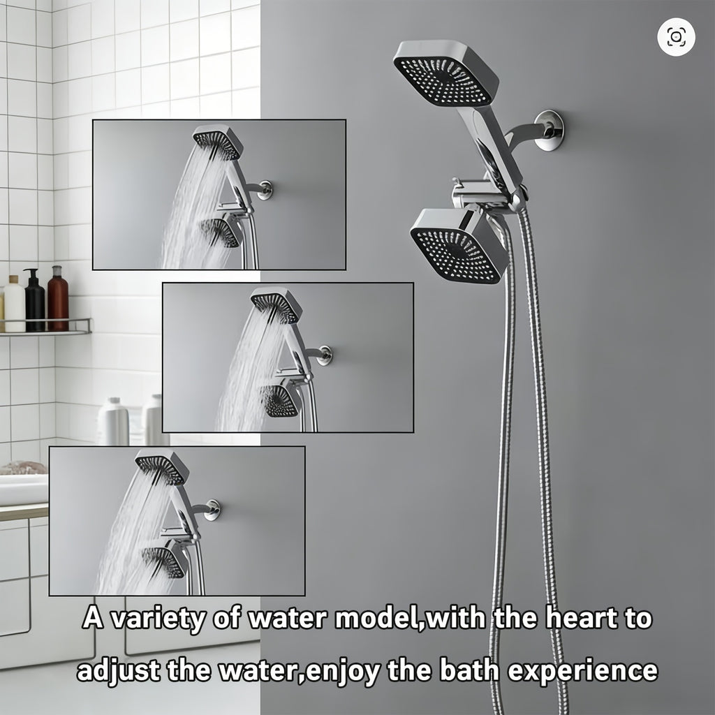 2-in-1 Handheld Shower with Extended Hose (High Pressure Rain Shower System) | Heavy Duty ABS Wall Mount Shower Set with T-Diverter Valve, Polished Finish, Full Body Coverage, Quick Installation (No Electricity) – Modern Bathroom Upgrade