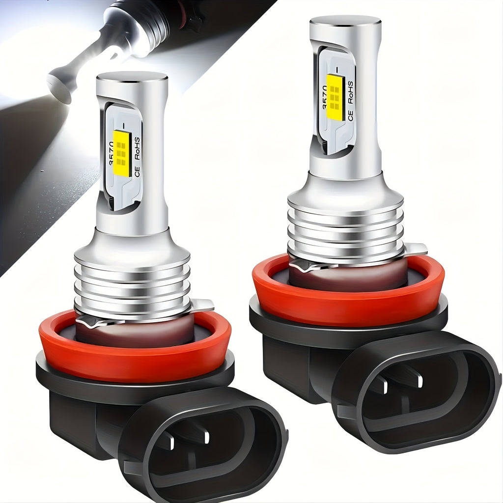 2-Pack H8 H9 H11 H16 LED Car Headlight Fog Light 6000K White 12V High/Low Beam Bulb Super Bright Driving Light, No Battery Included