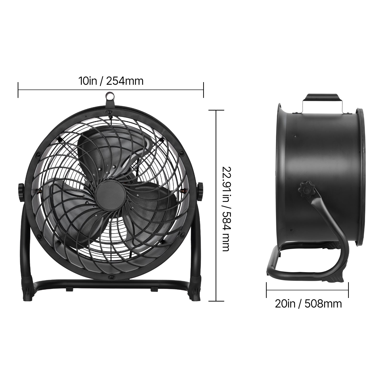 VEVOR 14-20 Inch Floor Fan, 3 Speed, 360° Adjustable Tilt, High Speed Industrial Fan, 1/2 Pack