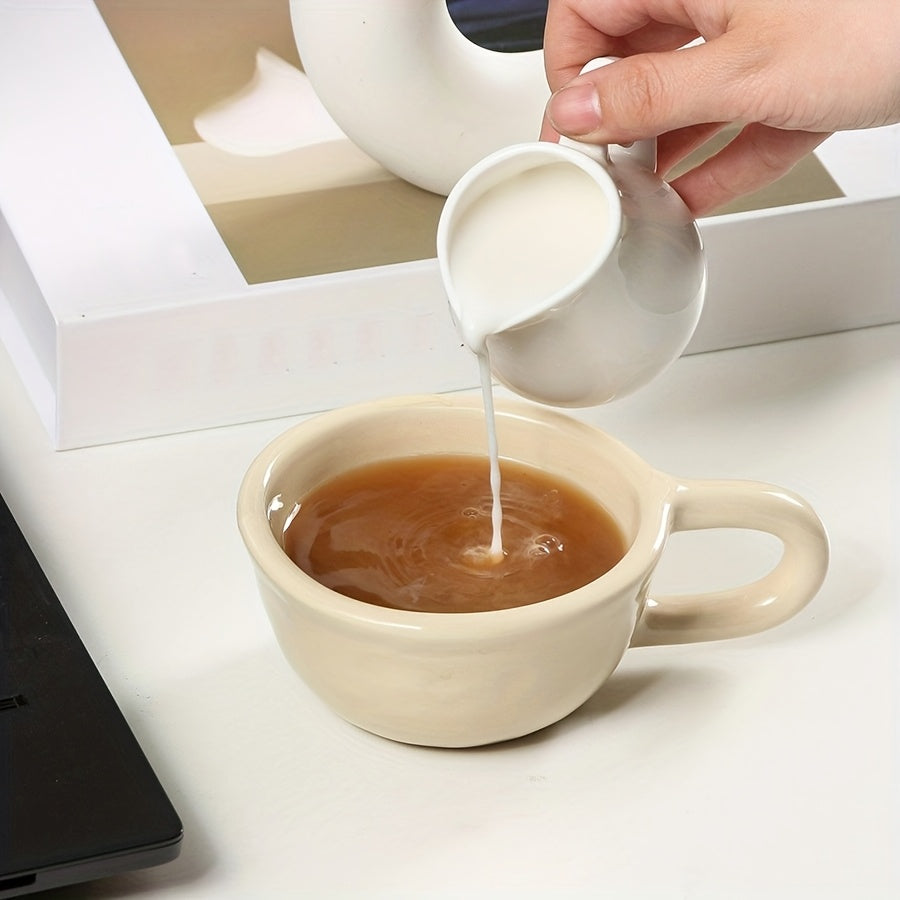 1 Irregular Plaid Ceramic Mug, Perfect for Home & Office, Casual Coffee Cup, 7oz