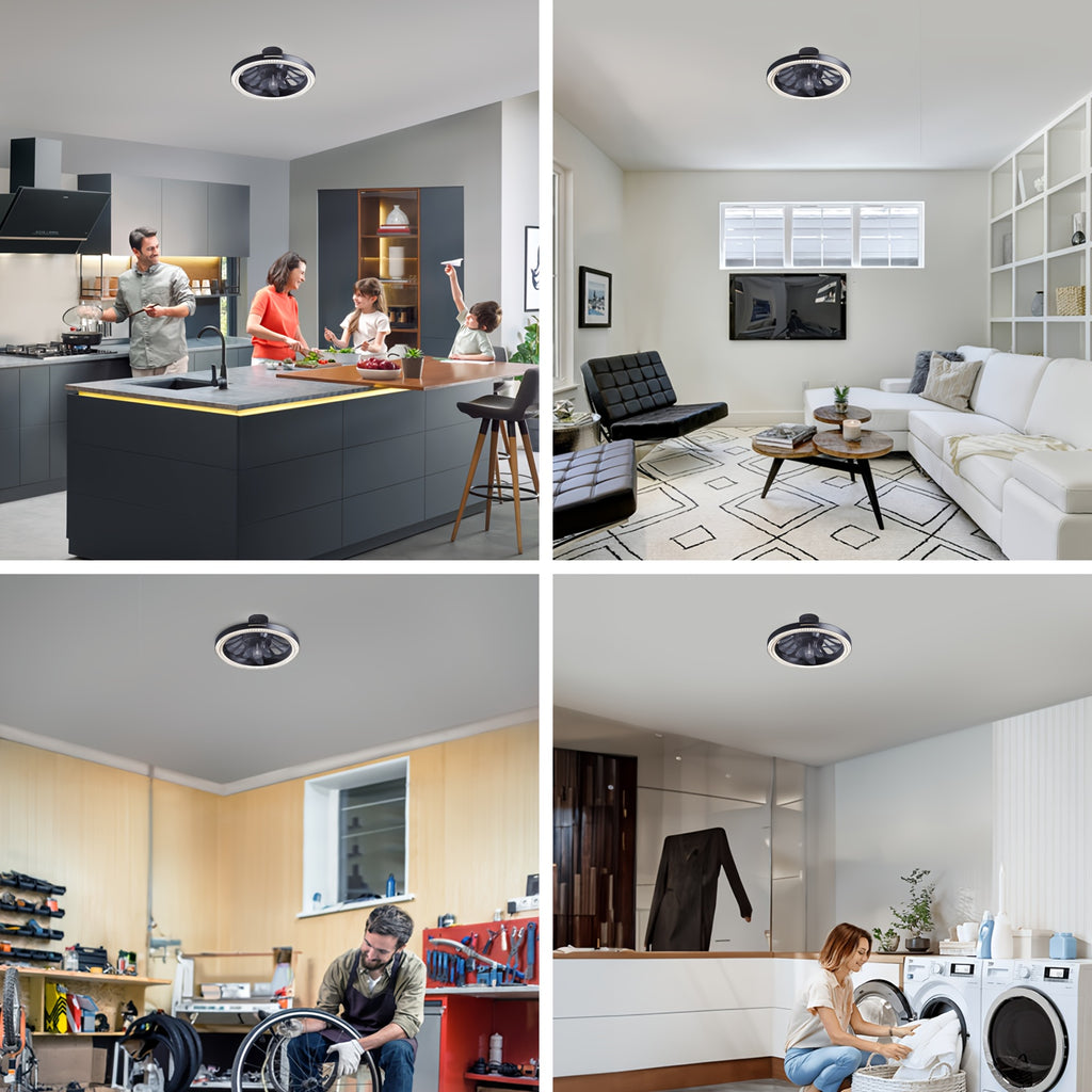 13" Smart Modern Ceiling Fan with Light and Remote, E26/E27 Base Easy Install Socket Fan Light, 3-Speed Adjustable, 3000-6500K Dimmable LED, for Bedroom, Kitchen, Living Room, Storage Room