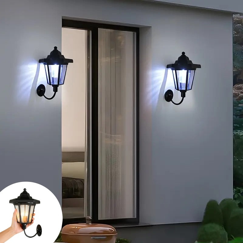 2-Piece Hexagonal Solar Light Outdoor LED Solar Wall Light LED Wall Light Vintage Lantern Garden Christmas Garden Decoration Outdoor Solar Street Light