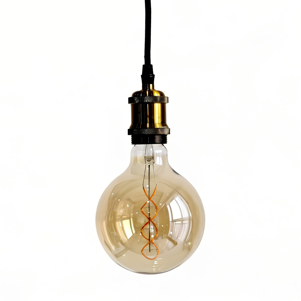 1-pack, vintage Edison LED bulb, large globe G40 spiral LED filament bulb, 2300 Kelvin warm light, 4 watt dimmable, 120V E26 decorative bulb, golden tint glass, globe bulb, amber glass bulb