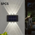 Spring & Summer Bestseller 5pcs Solar Light, 6LED Convex Lens Up-Down Wall Washer Light, Villa Fence Wall Light, Garden Light, Manor Courtyard Exterior Wall Light, Warehouse Garage Indoor & Outdoor