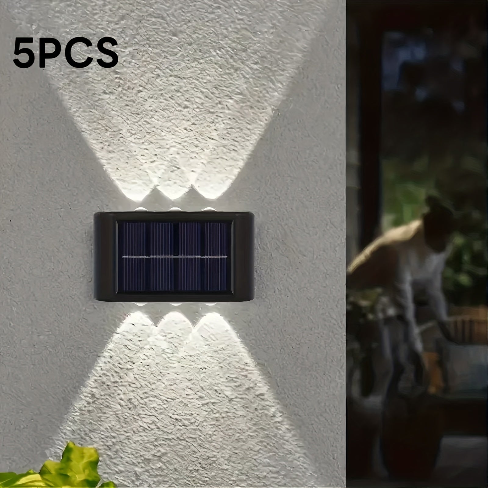 Spring & Summer Bestseller 5pcs Solar Light, 6LED Convex Lens Up-Down Wall Washer Light, Villa Fence Wall Light, Garden Light, Manor Courtyard Exterior Wall Light, Warehouse Garage Indoor & Outdoor