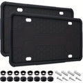 2-Piece Black Silicone License Plate Frame, Car License Plate Frame Holder, Universal Front & Rear Truck Frame Protector, Silicone License Plate Frame, Includes Installation Kit Accessories, Rustproof, Shockproof, Waterproof