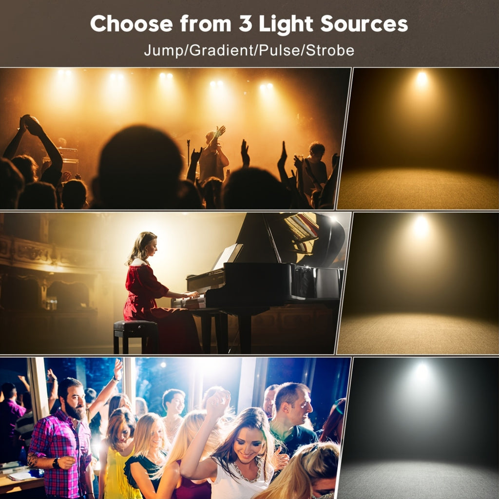 100W COB LED Par light stage light, LED Par lamp cover spotlight, 2-in-1 cool white and warm white DMX512 sound-activated uplight, suitable for events, parties, weddings, theaters, churches, concerts, dance