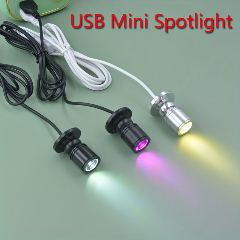 Jewelry light USB mini small spotlight, 5V decorative ambiance light color light, Christmas small lamp, Halloween creative handmade light, accent wall light, surface-mounted non-waterproof, figure cabinet spotlight, model modeling light